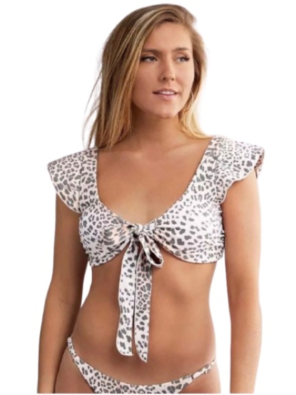 NWT Power 2 The Flower Beige Leopard Print Bikini Top Wild Child Size M